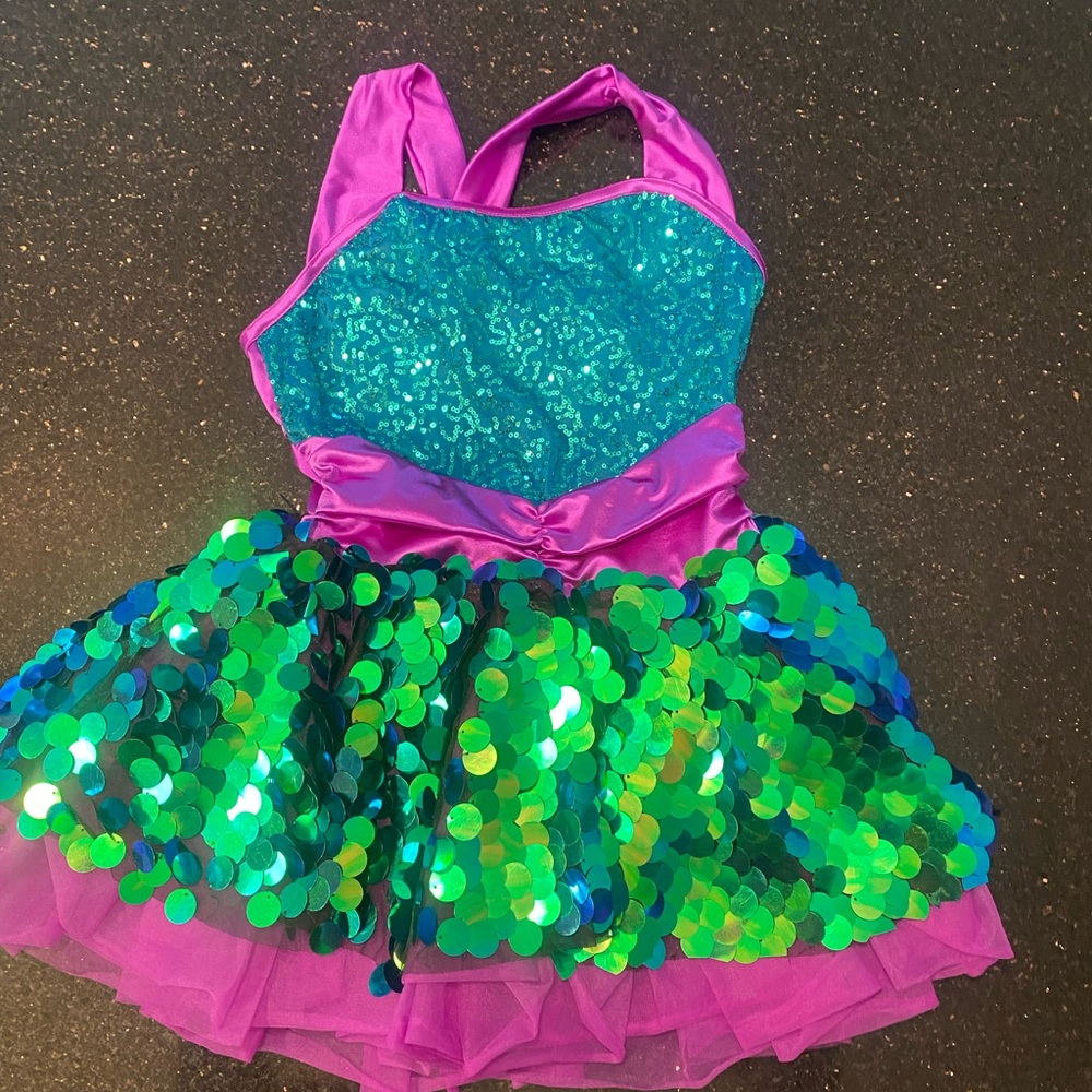 Sparkling Mermaid Colored Kids Costume / Skating/ Dance Dress-Children’s size L